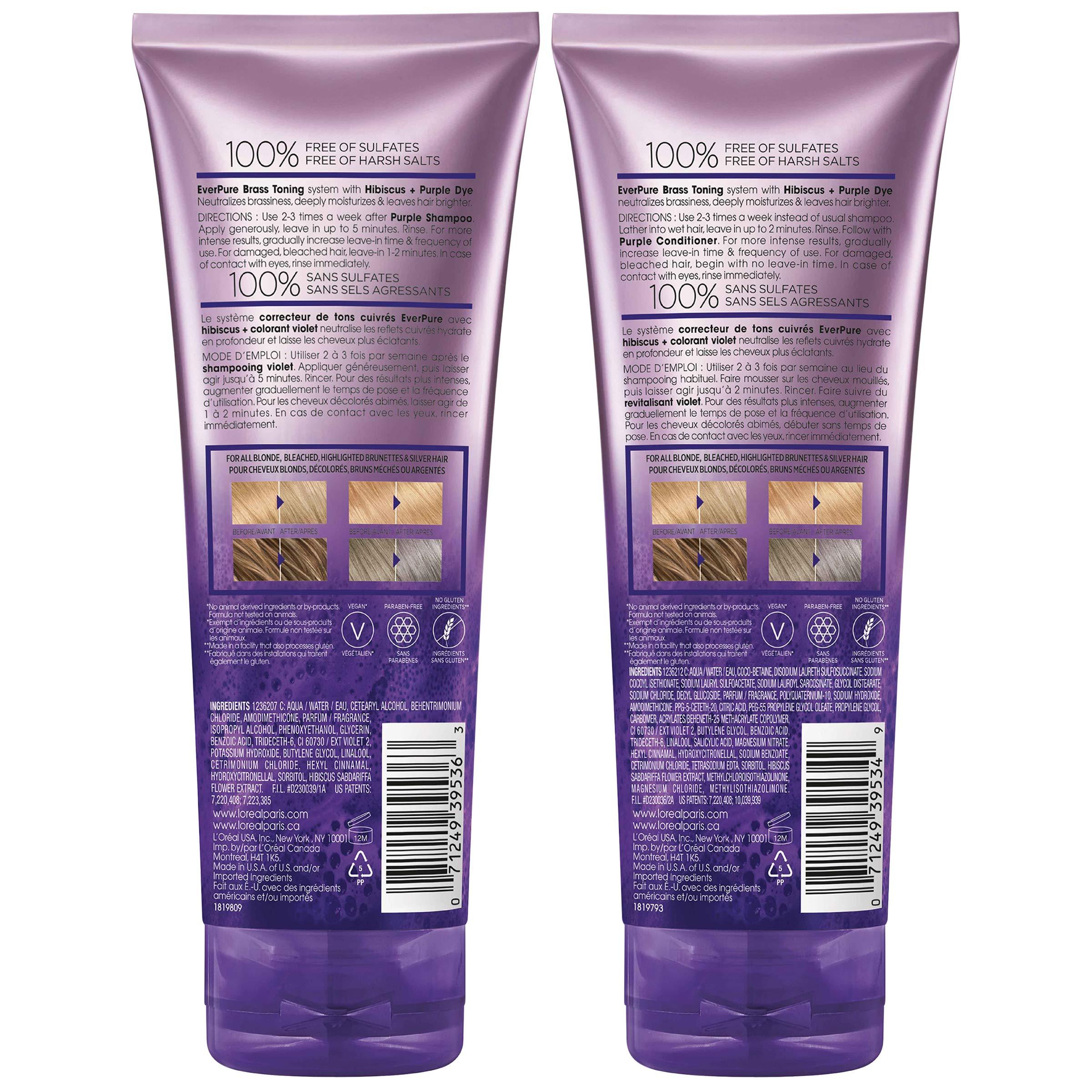 L'Oreal Paris EverPure Color Protection Purple Shampoo & Conditioner Full Size Set with Hibiscus - 2 Piece - image 4 of 6