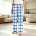 thumbnail image 5 of YUANxueke Plaid Pants for Girls Boys Elastic Waist Straight Leg Comfy Pants with Pockets,Blue,15-16 Years, 5 of 6