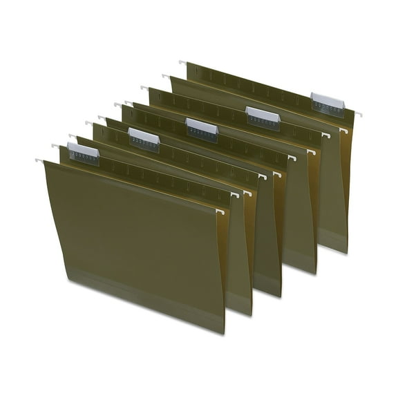 MyOfficeInnovations Hanging File Folders 3-Tab 2" Expansion Ltr Size Std Green 25/BX 884240