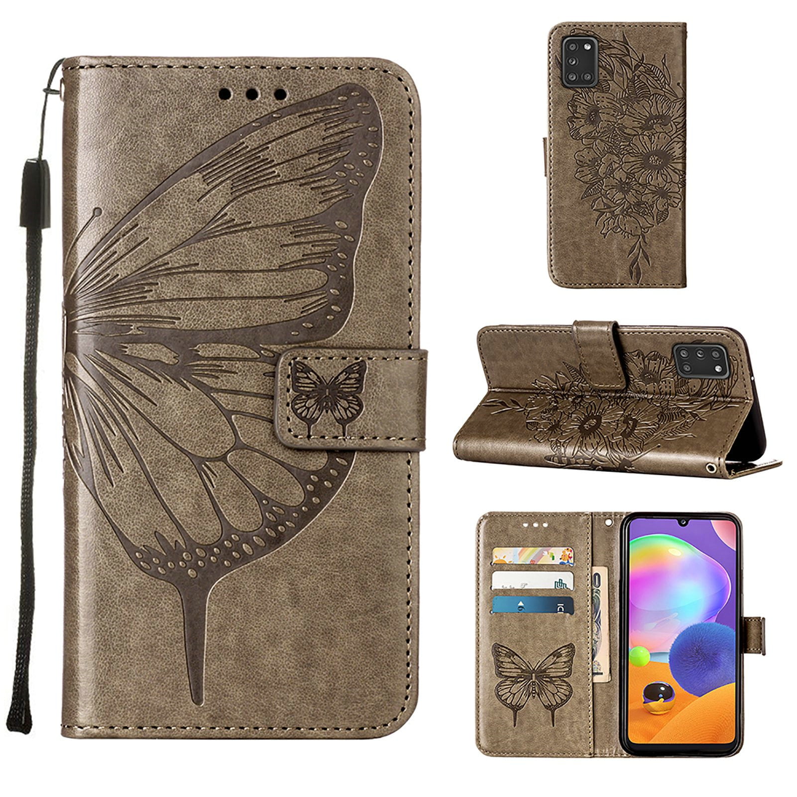Samsung Galaxy A71 Case PU Leather Shockproof Notebook Wallet Butterfly Phone Case with Kickstand Card Slots Magnetic Soft TPU Bumper Flip Folio Protective Cover for Samsung Galaxy A71 black