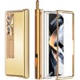 thumbnail image 2 of Samsung Galaxy Z Fold4 Case with S Pen, Metal Hinge Protection Stand Case, Aluminum Material, Gold-Metal, Compatible 5G Phones, 2 of 14