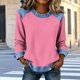 thumbnail image 2 of Camisetas de Manga Larga para las Mujeres Loose Fit Color Sólido Blusa de Cuello Redondo Top Suave Casual, 2 of 6