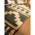 thumbnail image 5 of Rugsotic Carpets Hand Knotted Sumak Jute 8'x10' Eco-friendly Floor Area Rug Oriental Green Beige J00021, 5 of 11