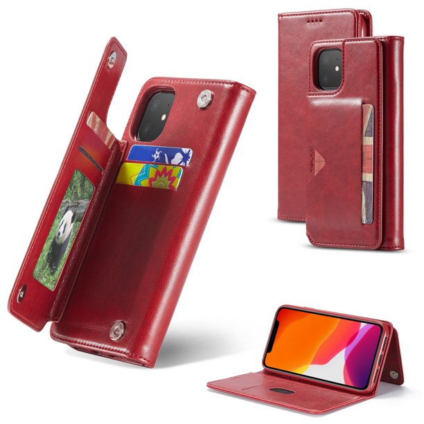IPhone 11 Wallet Case With Card Holder Dteck Premium PU Leather 