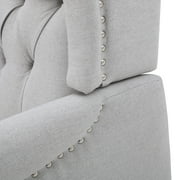 GDF Studio Elizabeth Contemporary Tufted Wingback Pushback Recliner, Light Gray and Dark Brown