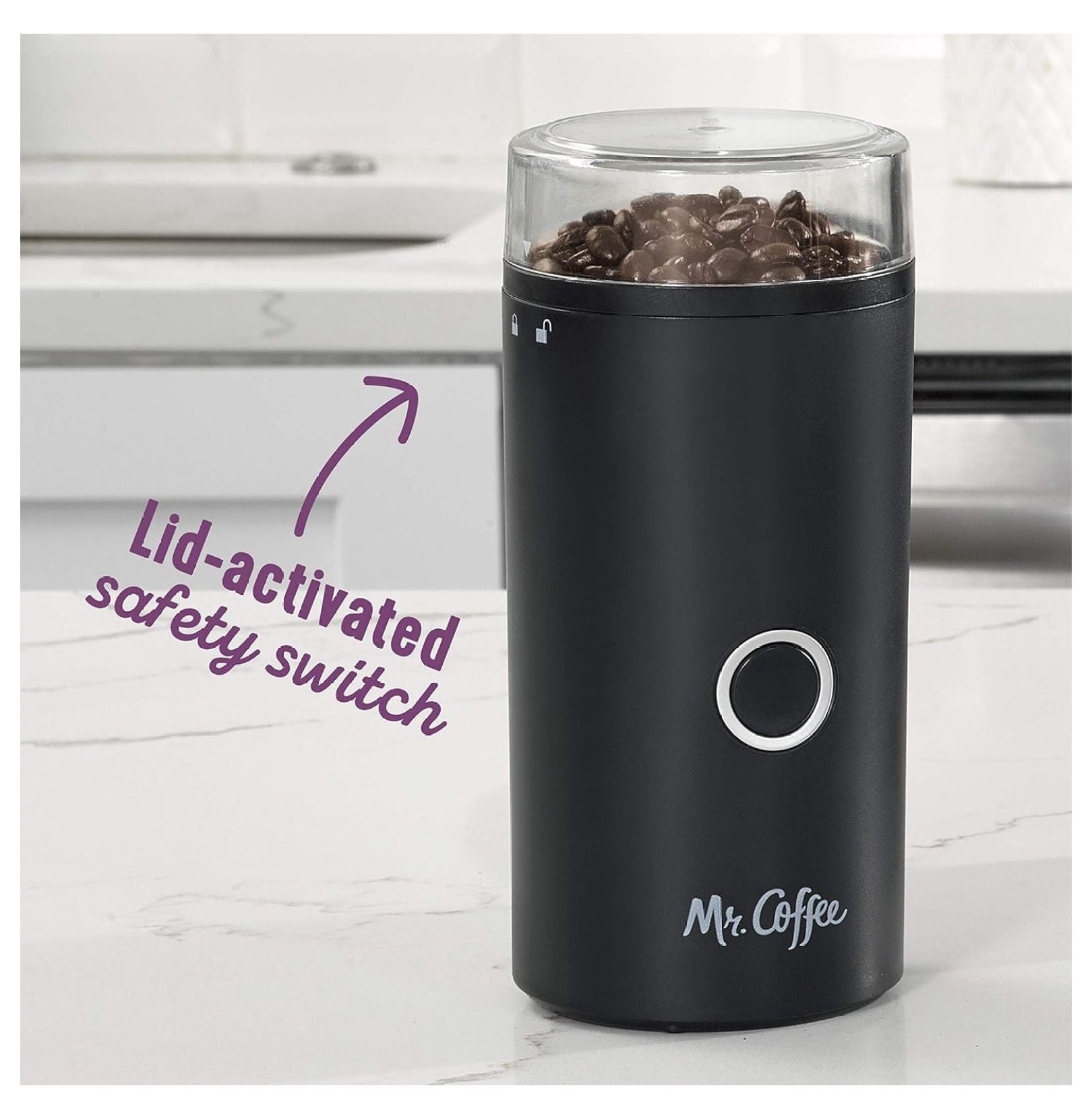 Coffee Grinder Electric, 14 Cup Blade Grinder for Whole Beans, Stainless Steel, Black