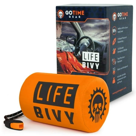Life Bivy Emergency Sleeping Bag Thermal Bivvy - Use as Emergency Bivy Bag, Survival Sleeping Bag, Mylar Emergency Blanket, Survival Gear - Includes Nylon Sack with Survival Whistle + Paracord (Best Emergency Survival Blanket)