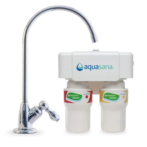 Aquasana AQ-5200.56 2-Stage Under Counter Water Filter System with Chrome Faucet