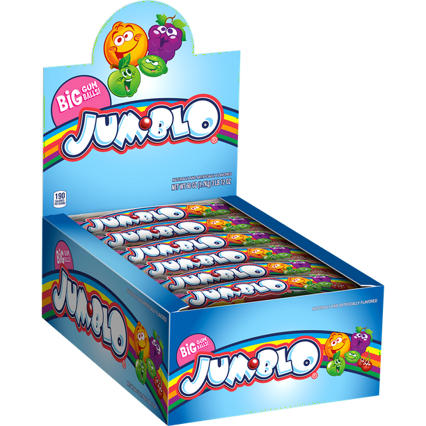 Rainblo Jumblo Big Bubble Gum Balls, Assorted Fruit Flavors, 2.5 Oz, 24