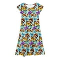 thumbnail image 1 of MIASHUI Robe à Manches Volantées pour Filles Tenue Décontractée d'Été Fête Imprimé Coloré Taille Élastique Confortable Robe pour Enfants Vert Menthe, 8-9 Ans, 1 of 6