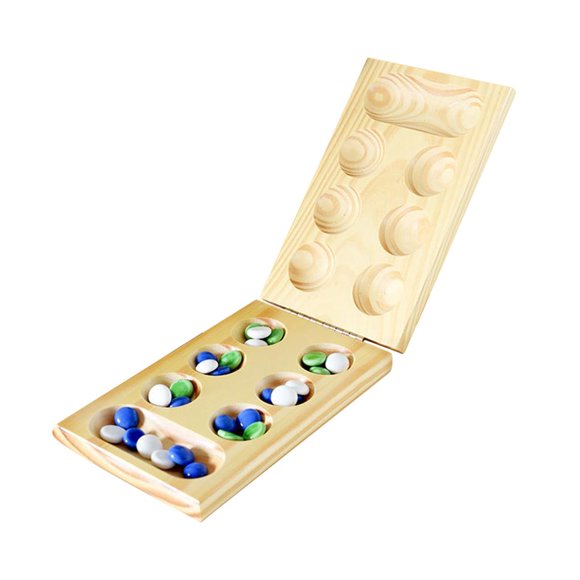 Shengyu Jeu de Société Mancala avec Pierres Jeu Pliant en Bois Jeu pour 2 Joueurs pour la Vie Quotidienne Fête Festival