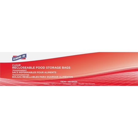 Genuine Joe Reclosable Food Storage Bags 1-Gallon 1.75mil 40/BX CL 11574