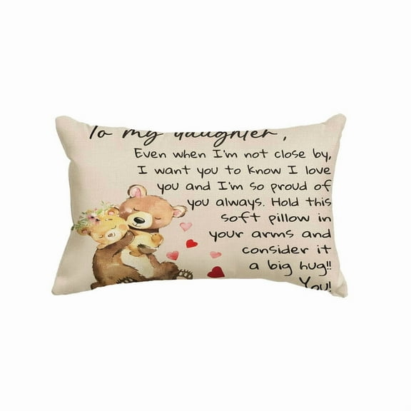 To My Daughter Pillow Cover 12x20Inch,Decorative Cotton Linen Pillow Cases for Sofa Couch Bed,Spring Summer Farmhouse Home Decor