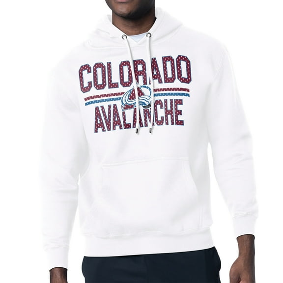 Men's Starter White Colorado Avalanche Mesh Look Team Name Logo Tri-Blend Pullover Hoodie