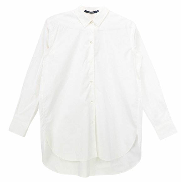 Sofie Dhoore Women's Optical White Bloom Poplin Button Up Dress Shirt - 6