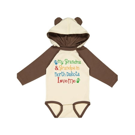 

Inktastic North Dakota Grandma Loves Me Gift Baby Boy or Baby Girl Long Sleeve Bodysuit