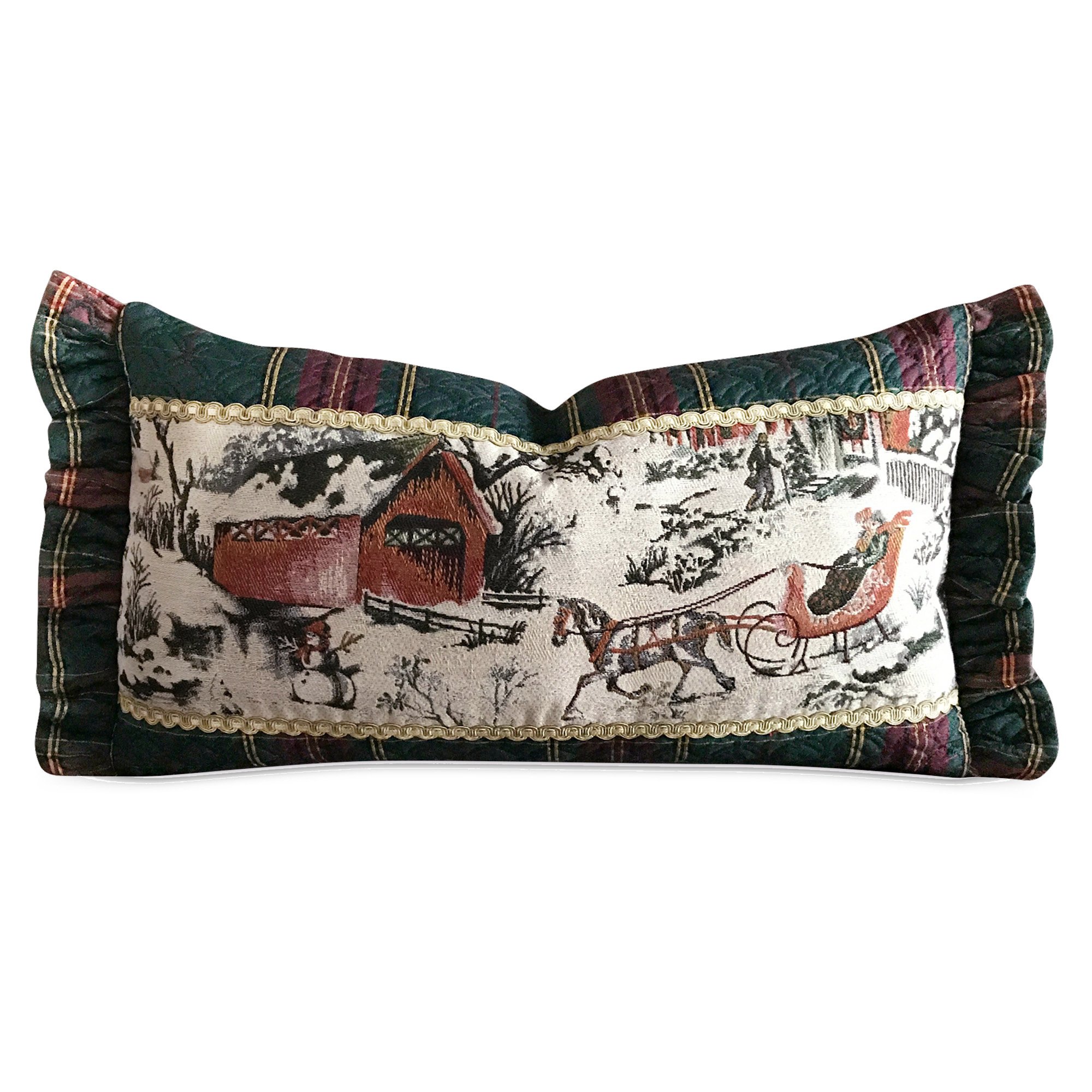 Vintage Christmas Sleigh Decorative Pillow Cover 11"x20"