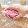 thumbnail image 4 of Pet Bath Brush, Soft Rubber Massage Grooming Tool for Dogs and Cats, Shower Brush with Adjustable Ring Handle for Bathing(4.84*3.54in,Gray), 4 of 5