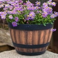 thumbnail image 4 of LOLIPPYY 2Pcs Outdoor Planters for Patio Barrel Planter Plastic Brown for Garden Use, 4 of 8