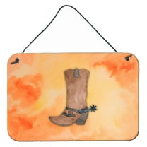 Carolines Treasures BB7371DS812 Cowboy Boot Watercolor Wall or Door Hanging Prints 8x12 multicolor
