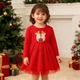 thumbnail image 2 of SGMVNU Robe de Noël pour Filles Décontractée à Manches Longues, Robes de Fête, Robe à Imprimé de Dessins Animés, Tunique Chemise Basique Décontractée, Robes pour 3-4 Ans, Rouge, 2 of 9