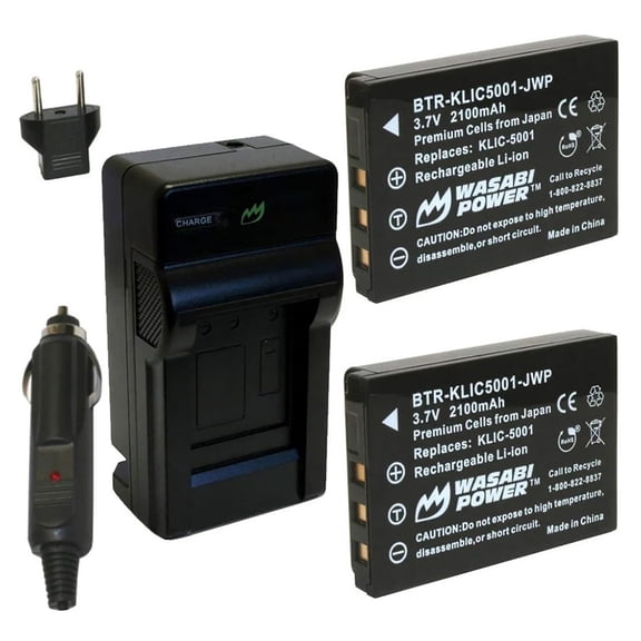 Replacement for Kodak Z760 Battery (2-Pack, 2100mAh) and Charger with Car Adapter