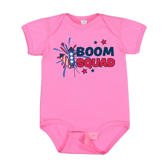Inktastic 4th of July Boom Squad Blue and Red Fireworks Boys or Girls Baby Bodysuit