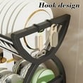 thumbnail image 4 of Dish Drying Rack Space-Saving for Kitchen Counter,2-Tier Dish Drainer Organizer with Cutlery Holder,2-Tier Black Large Dishes Rack for Kitchen Countertops Dishes Strainer Organizer with Hooks, 4 of 6