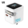 thumbnail image 1 of 2026 AI Smart 70W GaN Fast Charger with Built-in 2.7ft Retractable USB-C Cable, TFT Touch Screen Power Display, 3-Port PD Desktop Charging Station for iPhone, MacBook, iPad - Black (US Plug), 1 of 1
