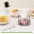 thumbnail image 6 of Haosy Set of 6 Drink Woven Coaster with Holder Heat Resistant Non-Slip Bar Coasters 4 Inches Colorful Cute Unicorn and Flower, 6 of 7
