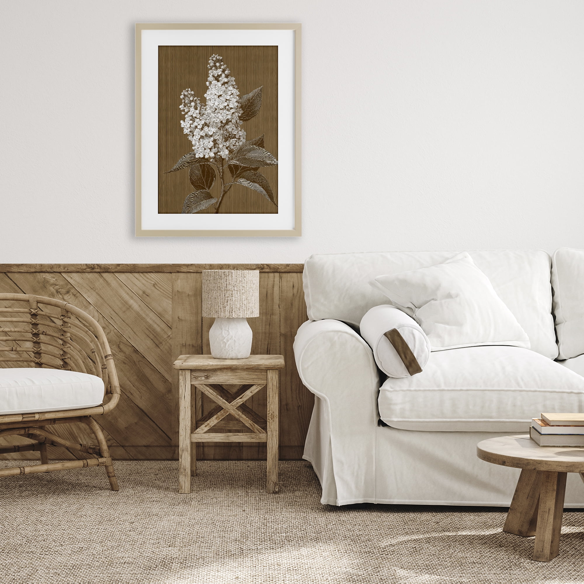 Stupell Industries Vintage Striped Lilac Study Birch Framed Print Under Glass, design by Petal Prints Design