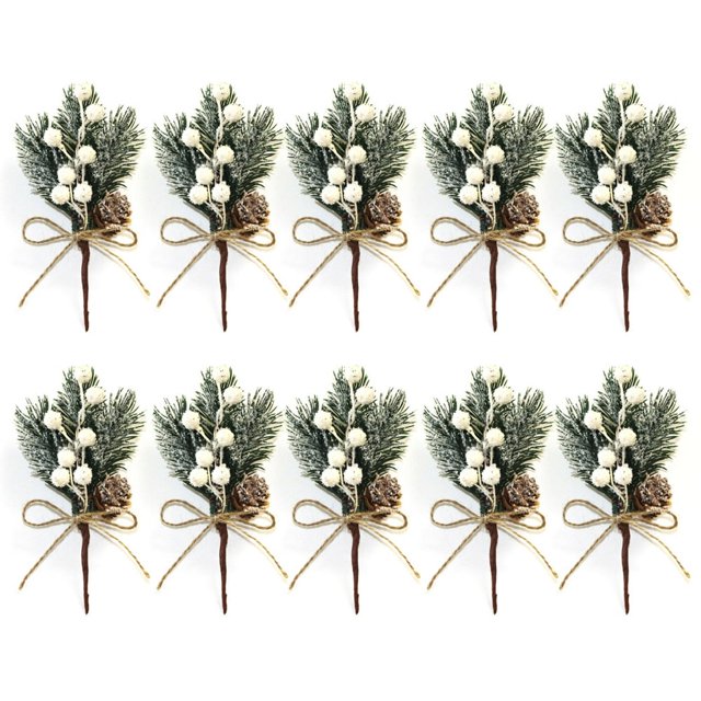 Aiguilles de Pin de Plante Accessoires de Noël Décorations Rouge Blanc Festival Décoration Simulation Baies Branches de Fruits Rouges