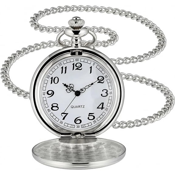 Vintage Pocket Watch,Stainless Steel Quartz Pocket Watch 14 with Galaxy in Chain