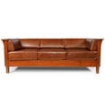 thumbnail image 3 of Crafters and Weavers Arts and Crafts Leather Side Sofa in Chestnut Brown, 3 of 7