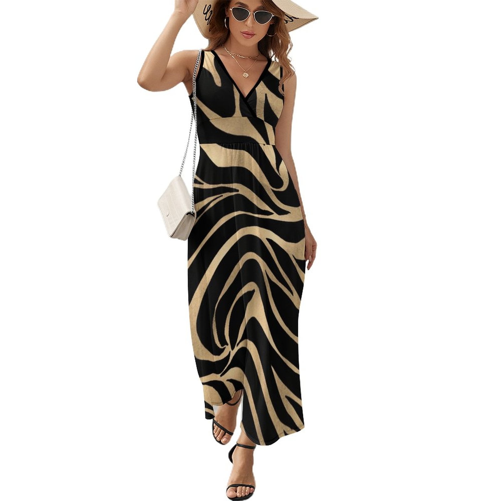 Elegant Metallic Gold Zebra Black Animal Print Sleeveless Dress Dress for girls dresses for women - Walmart.ca Elegant Metallic Gold Zebra Black Animal Print Sleeveless Dress Dress for girls dresses for women - Walmart.ca