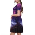 thumbnail image 2 of Lsque Purple Moon Tree Night Sky Print Women's Casual Dress T-Shirt Summer Short Sleeve Scoop Neck Swing Dresses, 2 of 6