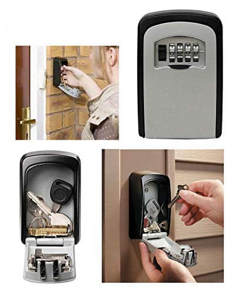 K-Cliffs Heavy Duty Wall Mount Key Lock Box 4 Digit Combination  Realtor's Open House Holds up to 5 Keys, Metal, Unisex