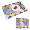 thumbnail image 1 of DouZhe Set de 4 Placemats Polyester, Motif de Collage de Style Ethnique Marocain Résistant à la Chaleur Place Mats pour Table à Manger, 12 x 18 Po, 1 of 6