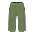 thumbnail image 2 of Women's Fashionable Casual Slit With Pocket Cotton Linen Loose Shorts, 2 of 8