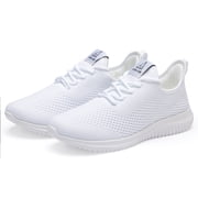 Men's Walking Shoes Ultra Lightweight Breathable Running Shoes Non Slip Athletic Fashion Sneakers White Size 7