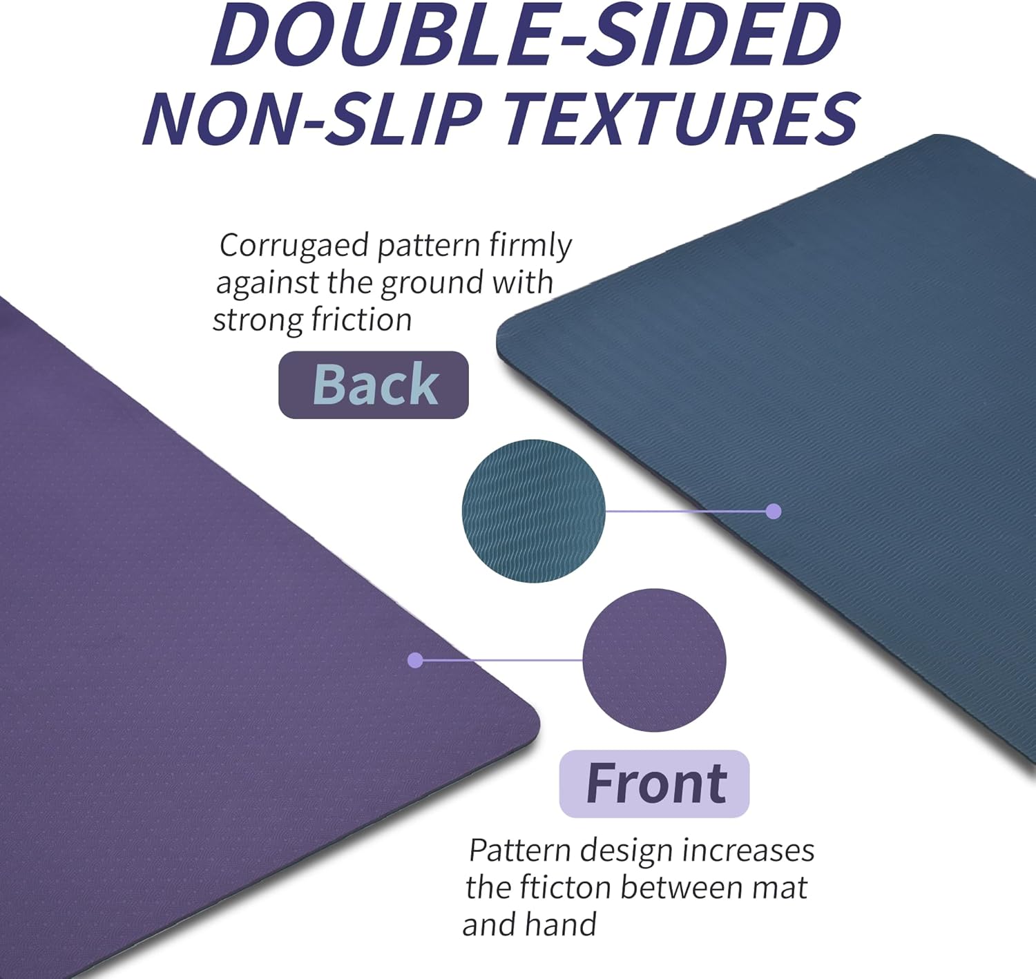 Non-Slip TPE Yoga Mat for Women & Men, 72"x24" Extra-Long Pilates Mats for Hot Yoga, HIIT, Floor Workouts, Lightweight Fitness Mat with Dual Grip