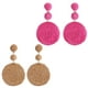 thumbnail image 2 of 2 pares de pendientes de bola de rafia para mujer, pendientes redondos de rafia llamativos, joyería de vacaciones de verano en la playa, 2 of 6