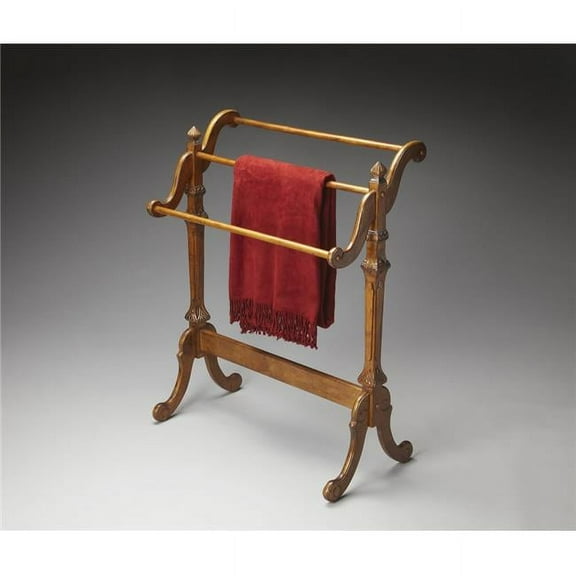 HomeRoots  Vintage Oak Blanket Stand, Brown