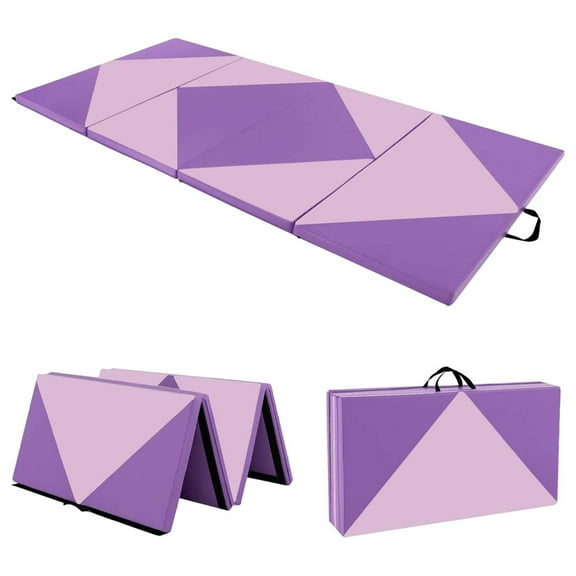 WSSYzyzf 4x8ft Gymnastics Mat 2-Inch Thick Light Pink/Purple Folding Mat Non-Slip Surface for Yoga Pilates Home Workout