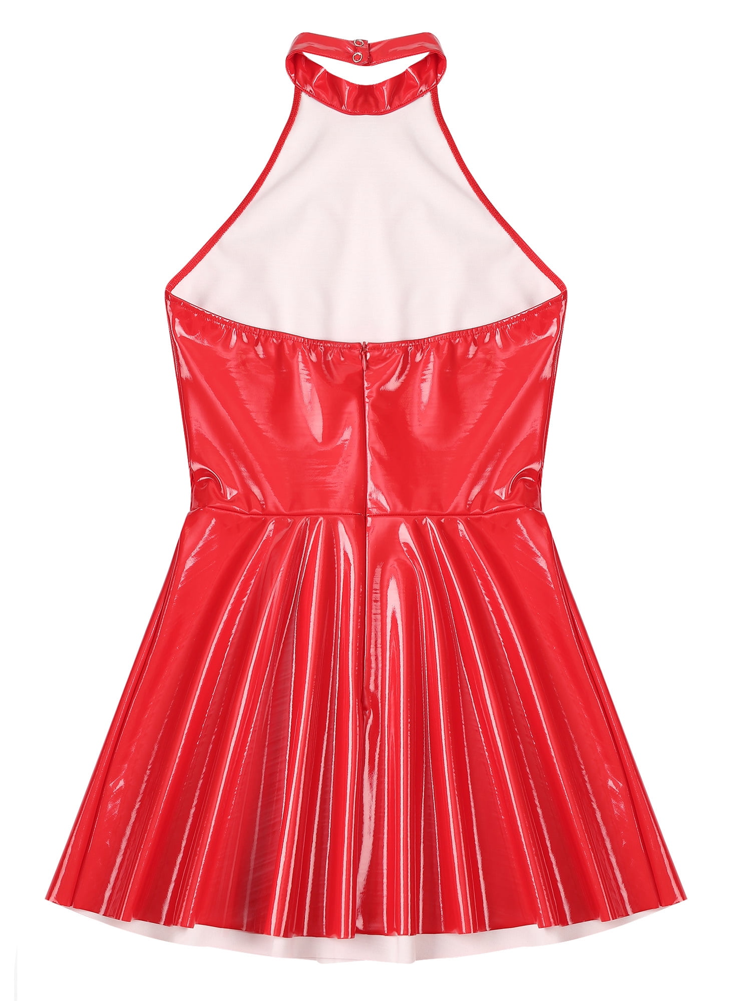Cocktail Dress Red Halter Neck Skater Dress INSPIRE CHIC Women's Halter  Deep V Neck Sleeveless Backless