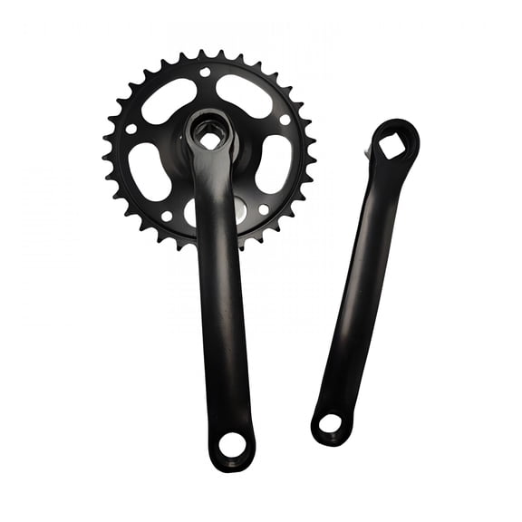 MELIVO Crankset, Mountain Bike Crank Arm Set, Iron Easy Installation 32T Chain Square Taper Single Speed for Mountain Bike Black