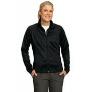 (Large, Black/Black) - Sport-Tek Women's Long Sleeve T90 Tricot Track Jacket