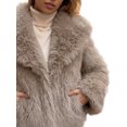 thumbnail image 3 of INSPIRE CHIC Womens Faux Fur Coats Fuzzy Long Sleeves Lapel Collar Smooth Lining Oversized with Pockets Warm Winter Jackets Outwear X Large Khaki, 3 of 4