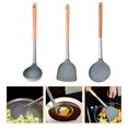 thumbnail image 1 of KALLORY Utensilios De Cocina De Silicona Y Madera Con Cucharón Y Colador Para Uso En Casa, 1 of 8