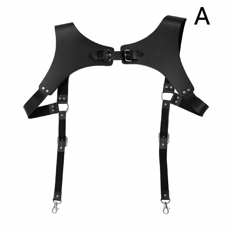 Black faux leather harness with adjustable straps Black Faux Leather Waist Harness Belt – Rags n Rituals main image 4